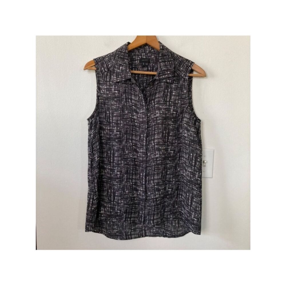 Theory Malta Silk Sleeveless Button-up Blouse XS P